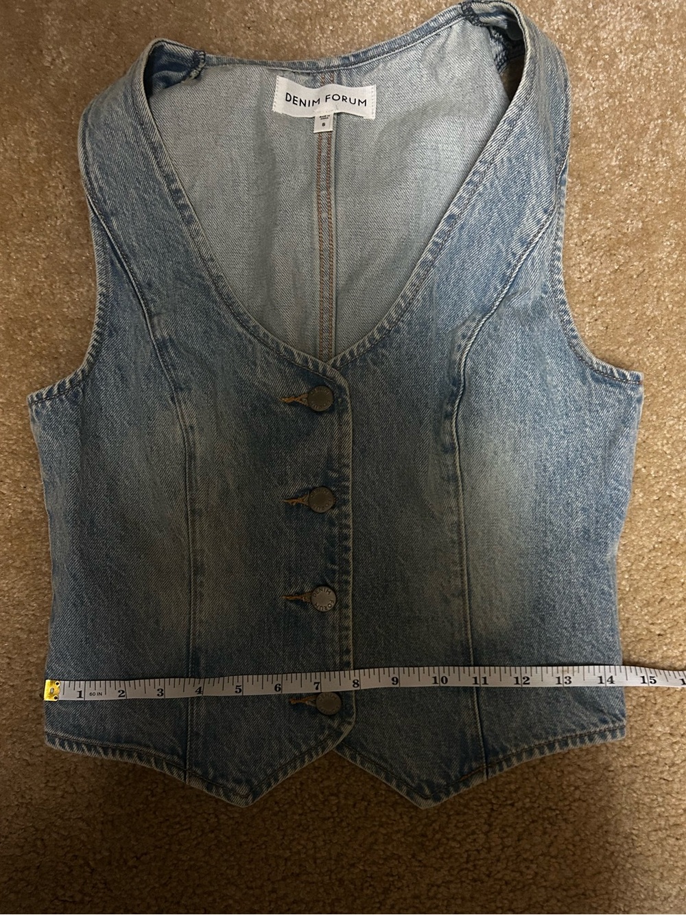 Denim Forum Faded Blue Denim Button Vest